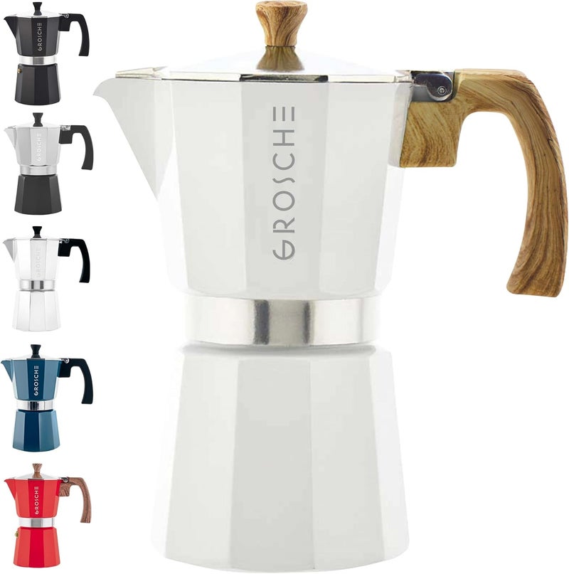 GROSCHE White Milano Stovetop Espresso Maker, 6 cup - Image 1